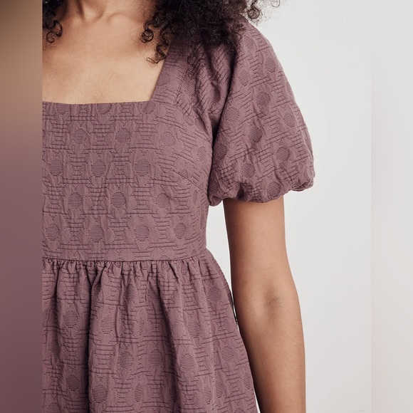 MADEWELL Women’s Floral Quilted Puff-Sleeve Doll Mini Dress in Fig Multi Jaq Lg - Picture 5 of 15